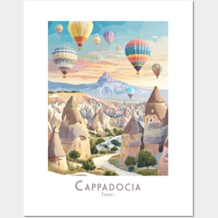 Travel Poster Vintage Retro Enchanted Cappadocia Balloons in Turkey Posters and Art